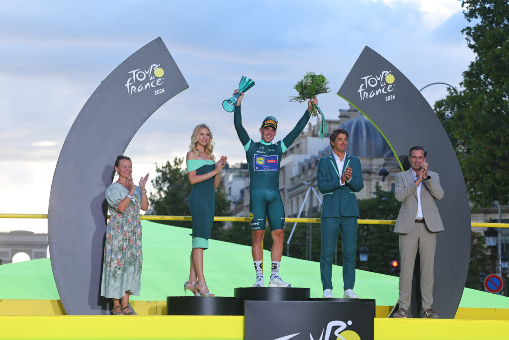 Škoda hands Tour de France winner Pogačar a crystal trophy